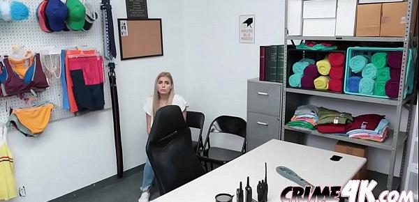  Big cock officer is pounding their wet pussies in the security office.